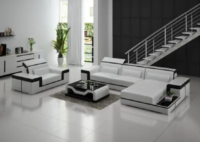 Produktbild von Wohnlandschaft Ecksofa L Form Leder Polster