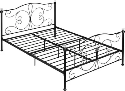 Obrázek produktu pro ModernHome DNYSF333B Kovová postel s rámem a krystaly, 160 x 200 cm, černá