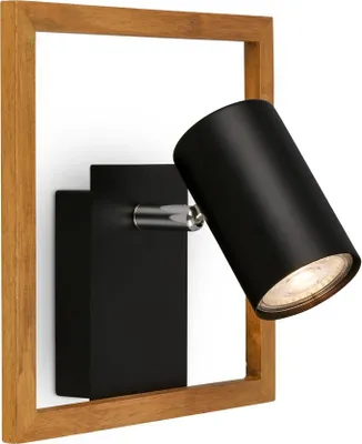 Produktbild von Spotlight, black, with wood, excl. 1xGU10/max. 9W