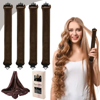Imagen del producto de Rodillos para el cabello sin calor, paquete de 4 unidades, suaves, para usar durante la noche, para un peinado delicado