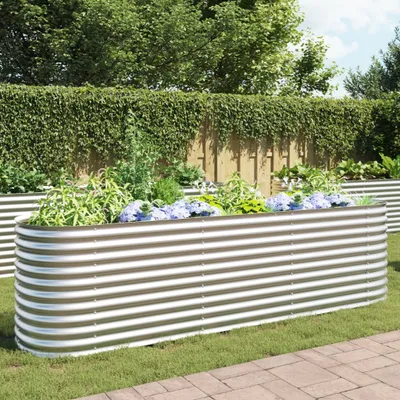 Zdjęcie produktu dla Maison Exclusive – podwyższona grządka ogrodowa 320 x 80 x 81 cm Stal ocynkowana Srebrna