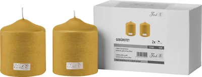 Produktbild von CANDLE 2er Set Stumpenkerzen - gold - Paraffin - H. 10cm x B. 8cm