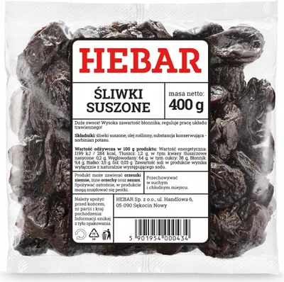 Zdjęcie produktu dla Śliwka suszona 400 G - Źródło błonnika - Śliwki bez pestek - Do pieczenia i gotowania