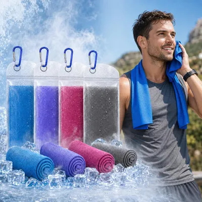 Produktbild von Kühltuch Kühlhandtuch Set Sofortige Relief Eiskalt Kühlen Handtuch Atmungsaktives Mesh Schweißsaugfähig Für Fitness Gym Golf Yoga Laufen Sports Übung