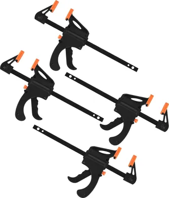 Produktbild von 4 Stück Einhandzwingen, Schraubzwingen Set, Schnellspannzwingen, Federzwinge Klemmzwinge Zwinge - 4 Zoll