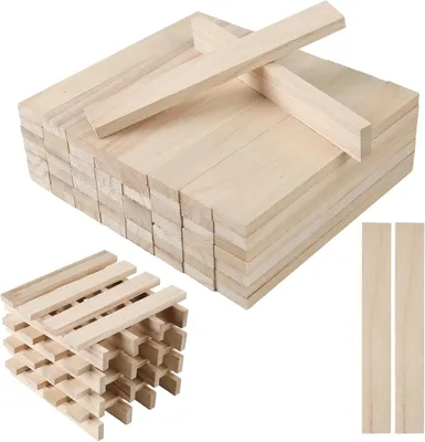 Imagen del producto de Bloques de madera para manualidades, 60 unidades, 160 x 22 x 8 mm, ideales para proyectos creativos