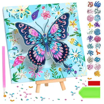 Diamond Painting Set Schmetterling, DIY Bastelset für Mädchen ab 6 Jahren