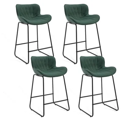 Immagine prodotto di Set di 4 sgabelli da bar, colore verde, con schienale imbottito e rivestito in ecopelle