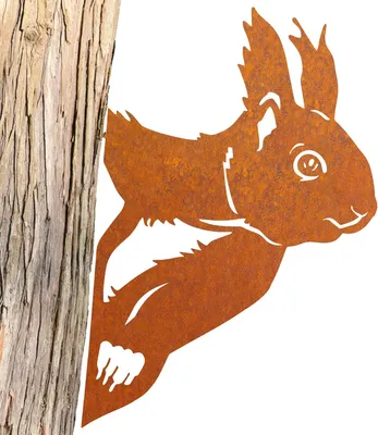 Obrázok produktu pre Squirrels Garden Plug, kovová záhradná dekorácia v rezavej farbe, odolná voči poveternostným vplyvom, 2 kusy