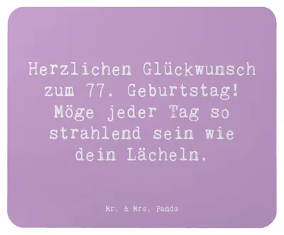 Produktbild von Mr. & Mrs. Panda Mauspad Spruch 77. Geburtstag Strahlen - Lavendeltraum - Geschenk, Happy Birthday, Mouse Pad, pc, Lebensfreude, Feier, computer mousepad, Erinnerungen
