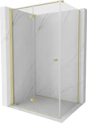 Produktbild von Mexen Mist-F T Duschkabine klappbar links 85 x 95 cm, transparent, gebürstetes Gold - 8A6T-085-095-55-00-L
