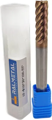 Obrázek produktu pro Fréza z plného karbidu, 6 břitu, 10 x 30 x 100 mm, TiSiN, 55 HRC