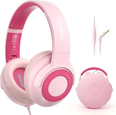 Produktbild von Flexibles und langlebiges Kinder-Kopfhörer mit Mikrofon,Lautstärke begrenzt auf 85/94 dB, Kopfhörer für Mädchen, faltbares 3,5-mm-Klinken-Headset