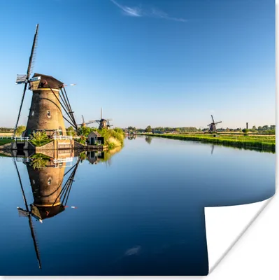 Produktbild von MuchoWow® Poster Mühlen - Holland - Wasser 50x50 cm - Wohnzimmerdekoration