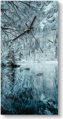 Produktbild von DEQORI Glasuhr 30x60 cm Modern 'Winterspiegelung' Wanduhr Glas Uhr Design leise Küchenuhr