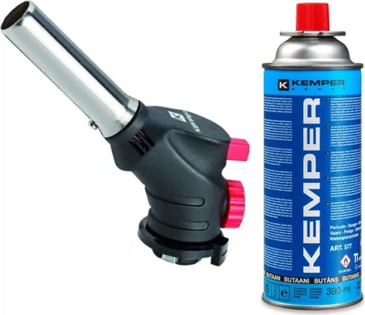 Image de Chalumeau à gaz Multi-usages Soudure Brasage Cuisine + Cartouche de gaz butane 227gr KEMPER