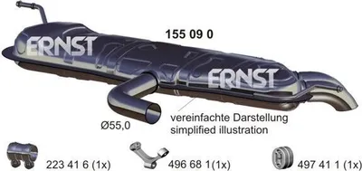 Produktbild von ERNST 155090 Endschalldämpfer für VW TOURAN (1T1, 1T2) Auspuff