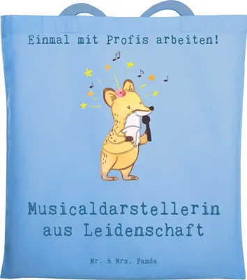 Produktbild von Mr. & Mrs. Panda Tote Bag Musicaldarstellerin Leidenschaft - Sky Blue - Geschenk, Schultasche, dokumententasche, Tasche, Jutebeutel, Jutetasche