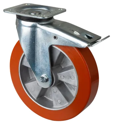 Image de BS Roulettes Roulette pivotante L620.B90.250 avec frein diamètre 250mm capacité de charge 1000kg plaque 135x110mm - L620.B90.250