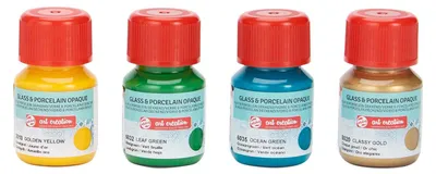 Imagen del producto de Talens Art creat.glass, pintura para porcelana opaca, 4 x 30 ml, color verde dorado