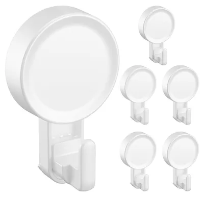 Produktbild von 6er-Set Saugnäpfe mit Haken, robust, für Badezimmer, ohne Bohren