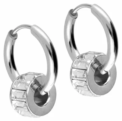 Produktbild von Chirurgenstahl Ohrclicker Creolen KRISTALLRAD Silber Innendurchmesser: 10mm + Designstärke: 2mm
