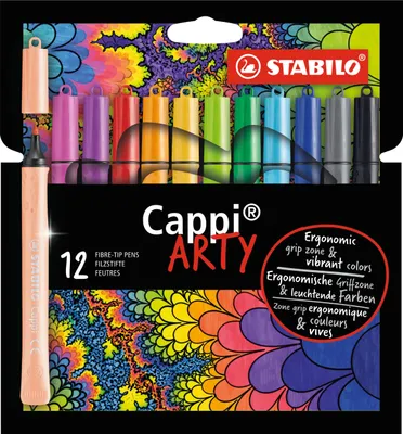 Produktbild von Filzstift mit Kappenring - STABILO Cappi - ARTY - 12er Pack - mit 12 verschiedenen Farben