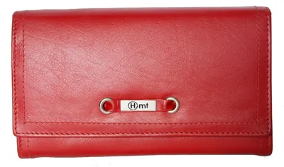 Image de Portefeuille en cuir véritable - Rouge - 17 x 10,5 cm