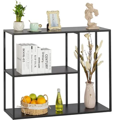 Produktbild von Konsolentisch mit 3 Ablagen aus Metall 100x30x80cm Schwarz