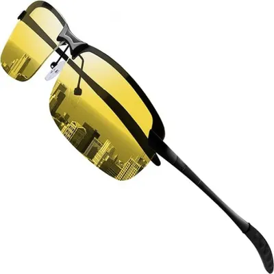 Produktbild von 1 Stück - Polarisierte Nachtsichtbrille - Schwarzer Rahmen mit gelben Nachtsichtgläsern