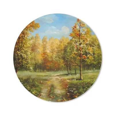Produktbild von MuchoWow® Mauspad Mousepad Eine Illustration von herbstlichen Bäumen in einem Wald 50x50 cm - Mousepads - Maus Mat - Pad - Mausunterlage - Vinyl