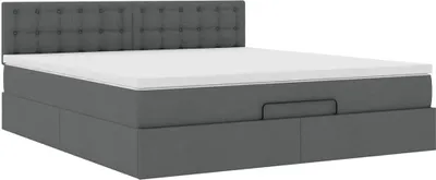 Produktbild von Ottoman-Bett mit Matratze Dunkelgrau 180x200 cm Stoff