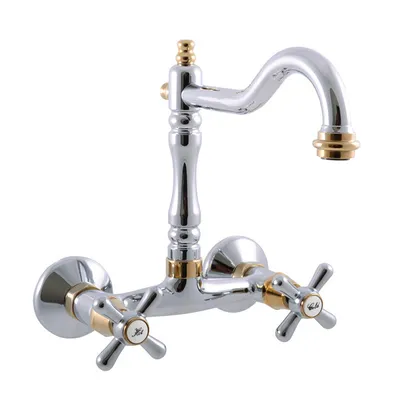 Produktbild von Wand-Spültischarmatur MORAVA RETRO schwenkbar in Chrom-Gold RAV SLEZAK