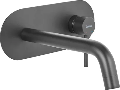Produktbild von BELIANI Wandmontierte Waschtischarmatur Schwarz aus Messing Einhebelmischer Mischbatterie Wandmontage Wandarmatur Waschbecken Badezimmer