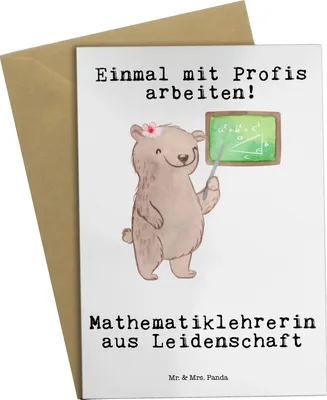 Produktbild von Mr. & Mrs. Panda Grußkarte Mathematiklehrerin Leidenschaft - Weiß - Geschenk, genesungskarte, Grußkarten, Mathelehrerin, Referendariat, Witzig, osterkarte, Lustig, Spruch