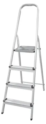 Imagen del producto de Escalera plegable de aluminio, con 3 peldaños, capacidad de carga de 150 kg, ideal para uso doméstico y jardín