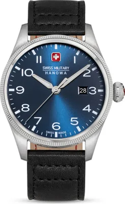 Produktbild von SWISS MILITARY HANOWA Herrenuhr Quarzuhr schwarz / blau onesize Herren 43 SMWGB0000804, SMWGB0000805
