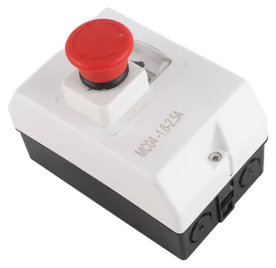 Zdjęcie produktu dla Wyłącznik zabezpieczający silnik 1,6–2,5 A, stopień ochrony IP55, z pokrętłem zatrzymania awaryjnego, 230–240 V, 400–415 V, 500 V, 690 V