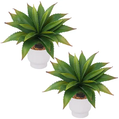 Kunstpflanzen mit Töpfen, 2 Stk., 30 cm, künstliche Agave