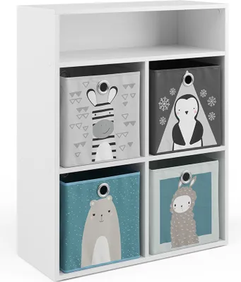 Produktbild von Kinderregal Vicco  Weiß 72 x 90.2 cm mit 4 Faltboxen, Model 37013