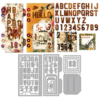 Productafbeelding van Metalen Stanzvormen met Letters en Cijfers voor Scrapbooking en DIY-projecten