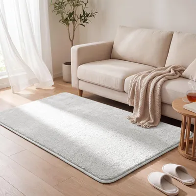 Produktbild von VOUNOT® Weicher Kurzflor Teppich Wohnzimmer mit Antirutschmatte 120x160 cm Creme