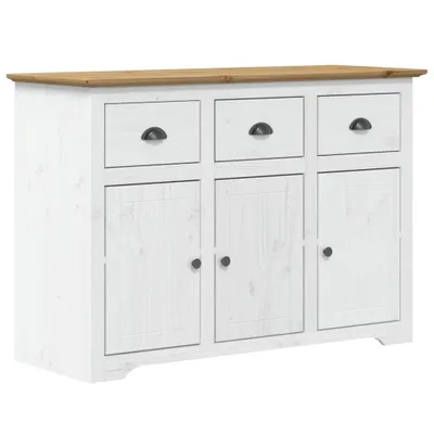 Image de Buffet BODO blanc et marron 115,5x44x80 cm bois massif de pin