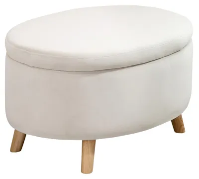 Productafbeelding van Opbergbank, kruk, ovale vorm, fluweellook, tot 120 kg, 71 x 51,5 x 42 cm, beige