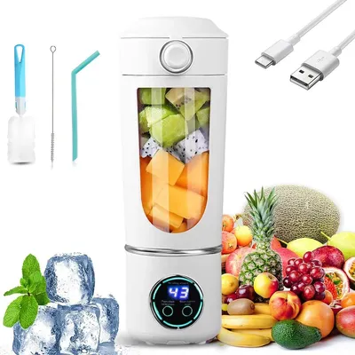 Produktbild von Standmixer, Tragbarer Mixer, Mini-Standmixer,12 Edelstahlklingen und Digitalanzeige, wiederaufladbarer Typ-C Shake-Mixer mit 700 ml Fassungsvermögen