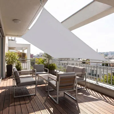 Produktbild von Sonnensegel Balkon 160g/m² Polyester UV Schutz Sonnenschutz Terrasse Garten Rechteckig, Hellgrau 3 x 4 m