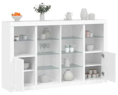 Produktbild von vidaXL Sideboards mit LED-Leuchten 3 Stk. Weiß Holzwerkstoff