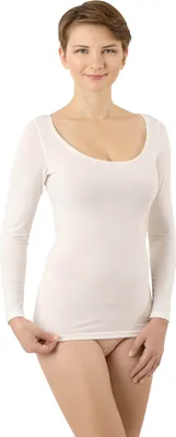 Produktbild von ALBERT KREUZ Funktionsunterhemd Langarm tiefer Rundausschnitt Wolle-Lyocell™ Lyocell Naturweiß, 36-38 / S