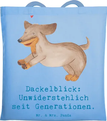 Produktbild von Mr. & Mrs. Panda Beutel Kurzhaardackel Dackelblick - Sky Blue - Geschenk, Laptoptasche, Dackel, Hunderassen Vielfalt, wendige Hunde, Shopping Tasche, Uni, unwiderstehlich