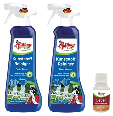 Produktbild von Poliboy 2er Kunststoff Reiniger - Inklusive Leder Probe - Böden - Oberflächen - Orangengeruch - 2x500ml - 2850001